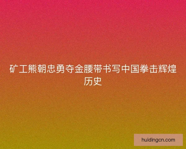 矿工熊朝忠勇夺金腰带书写中国拳击辉煌历史